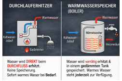 Durchlauferhitzer oder Boiler – was lohnt sich? Durchlauferhitzer oder Boiler – was lohnt sich?